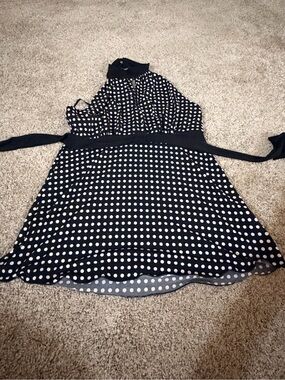 A. Byer Black and White Polka Dot Halter Tank Top